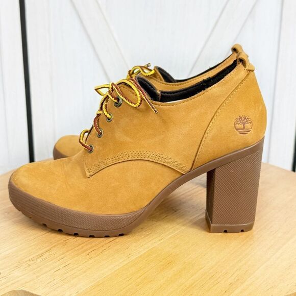Timberland Camdale Oxford Heeled Booties Wheat Nubuck Suede Size 6.5 - Picture 1 of 10